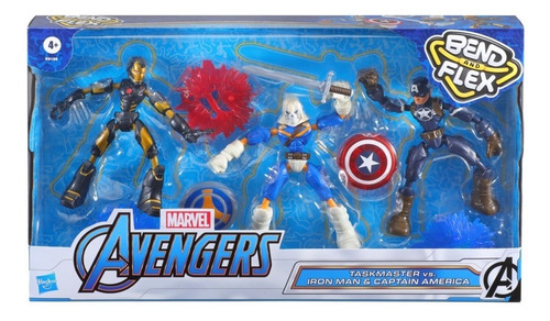 Imagem 1 de 2 de Kit Marvel Avengers Bend And Flex Iron Man E Captão Vs Task