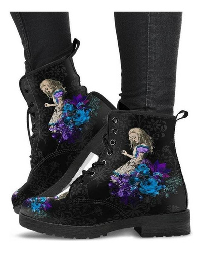 Botas Mujer Calavera A Media Pantorrilla Talla Grande Punk