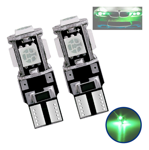 Lâmpadas Led Lanterna Meriva Pingo T10 5 Smd Verde Canbus