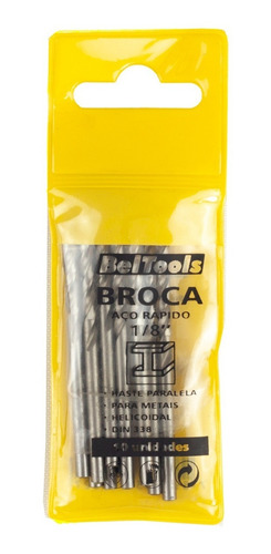 Imagem 3 de 7 de Kit C/ 10 Broca De Aço Rápido Din 338 1/8 Beltools
