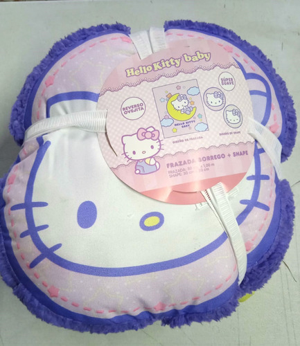 Frazada Super Suave .1 X .8m + Cojin Shape Hello Kitty Baby