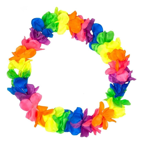 12 Collar Hawaiano Tropical Fiesta Neon Brillan En Luz Negra