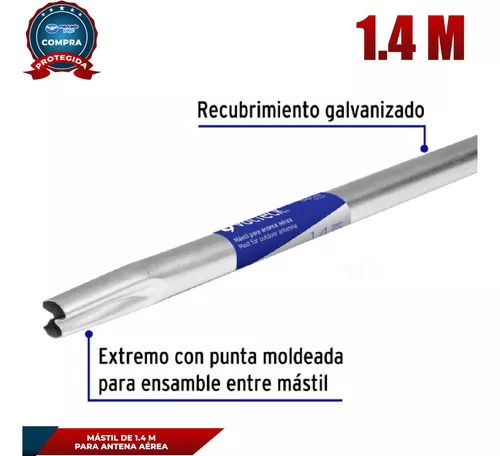 Mástil de 1.4 m para antena aérea, Volteck, Mástil Para Antena