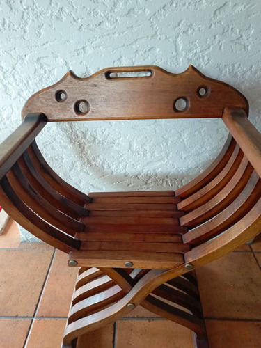 Silla Savonarola Madera Vintage Decorativa (Usado)