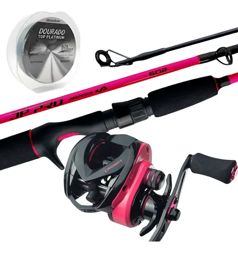 Kit Jau Pesca Carretilha Slin Jp Pro Bg Verde Direito + Vara 17lbs Linha