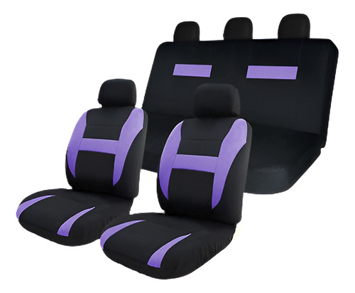 Cubiertas De Asiento De Coche 8pcs Conjunto Negro Y Púrpura 