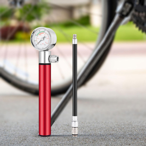 Mini Bomba De Bicicleta, Manómetro Pequeño, Válvula Rojo