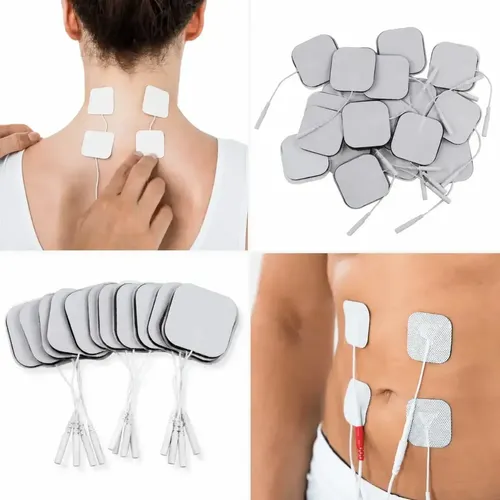Cartela de eletrodos adesivos brancos de 5 x 5 cm para TENS e FES