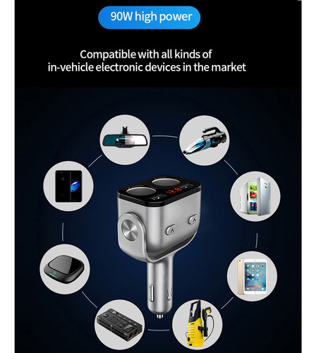 Conector For Encendedor De Coche, Doble Puerto Usb