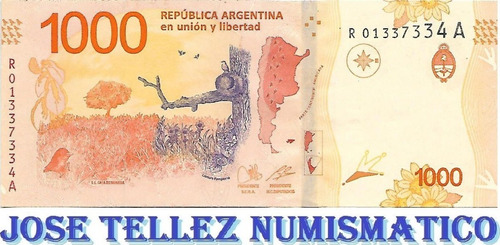 Billete $1000 Hornero Reposicion Pesce Massa F.1 Unc Palermo