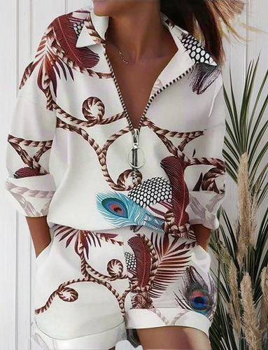 Conjunto De Camiseta Y Pantalón Corto De Verano Para Mujer