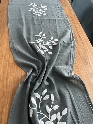 Caminos De Mesa Individual Doble Gasas Algodón Hojas 2,50 Cm Gris Oscuro Mitre