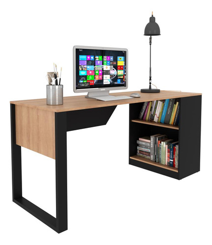 Mesa Para Escritório 160cm Tecnomobili Amêndoa/preto Me4182