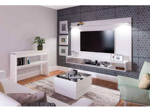 Conjunto Para Sala De Estar Platinum Com Painel Para Tv A... Cor Branco