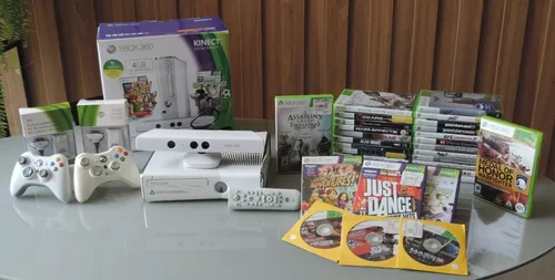 Console Xbox 360 Slim 4GB + 2 Controles + kinect e 3 jogos em Promoção na  Americanas