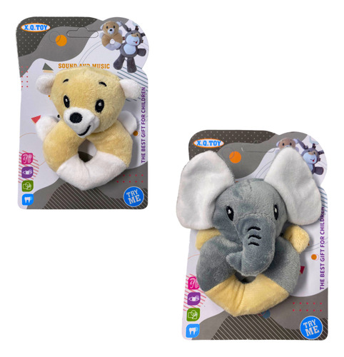 Sonajero Con Chifle Y Agarre Animalitos Marplast Color Gris Diseño Elefante