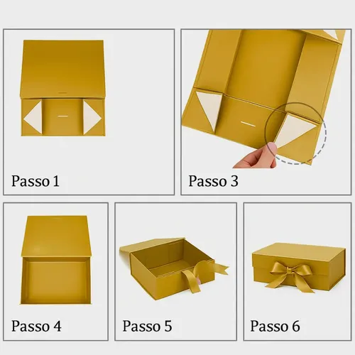 Caixa De Presente Premium Rígida Magnética E Laço 33x25x12cm