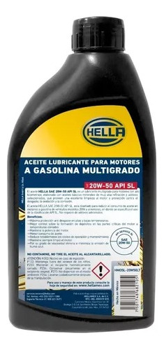 Aceite 20w50 Mineral Multigrado Api Sl 1 Litro Hella