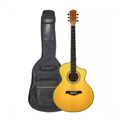 Guitarra Electroacustica Corte Bamboo Eq Afinador Funda Bk