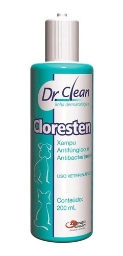 Imagem 1 de 5 de Shampoo Cloresten Cães E Gatos Dr Clean Agener União 200ml