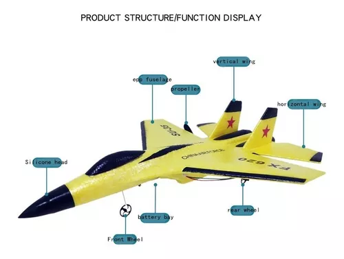 Avião/planador Jato Bi-motor Rc Controle Remoto Fx820 Su-35 - IMPT