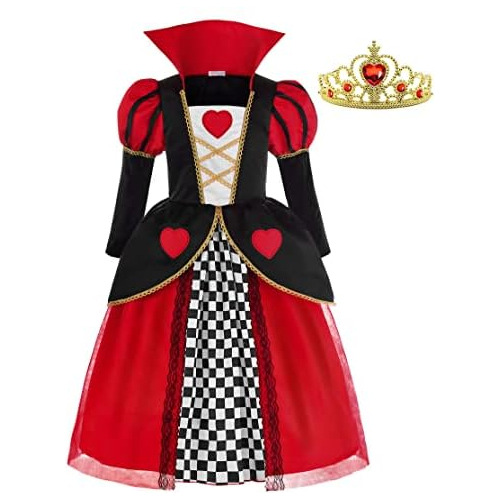 Disfraz De Reina De Corazones Niñas - Vestido Rojo Cor...