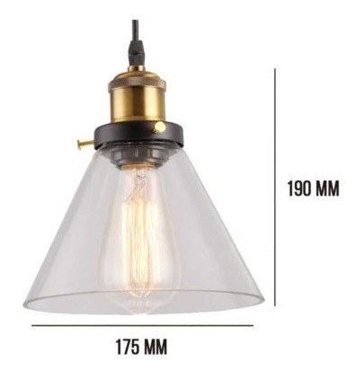 Imagen 2 de 2 de Lampara Colgante Lyris Retro Tipo Campana Vidrio Bronce Leuk