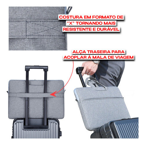 Capa Notebook 15.6 Polegadas Case Pasta Para Macbook Air Pro M1 M2 15 Maleta Executiva Masculina Feminina Para Laptop Lenovo Samsung Acer Impermeável Com Alça De Ombro Transversal Lebag Cor Preta