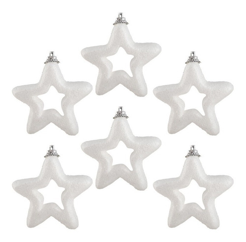 Estrellas, Copos Blancos, Decoración Navidad X6 Unidades 