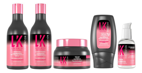 Kit Lokenzzi Liso Perfeito Shampoo Cond Masc Leave In Serum