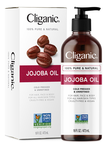 Aceite De Jojoba Cliganic, Sin Ogm, 100% Puro, Prensado En F