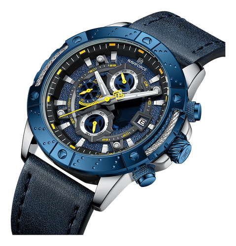 Relojes Naviforce Leather Casual Sport Chronograph Para Homb