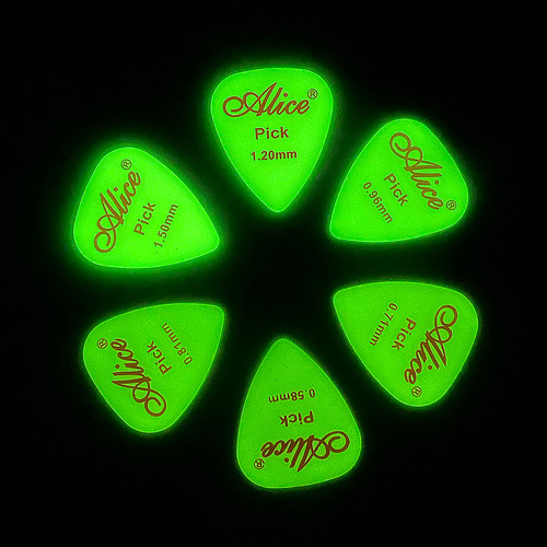 Kit 6 Palhetas Violão Guitarra Fluorescente Brilha No Escuro