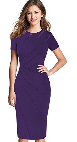 Vestido Elegante Mujer Cuello Redondo.