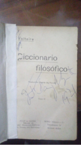 Libro Diccionario Filosófico Voltaire Tomo 2