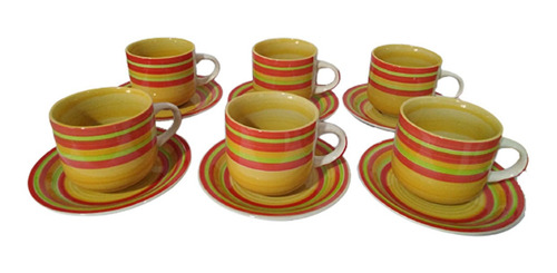 Taza De Porcelana Set De 6 Unidades Con Plato