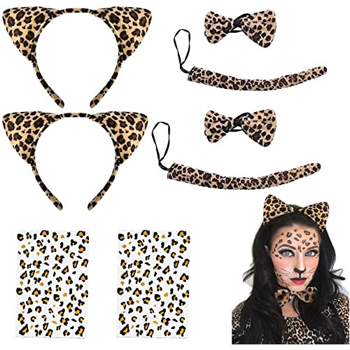 Set De Disfraz De Leopardo Niñas Y Mujeres, Diadema Or...