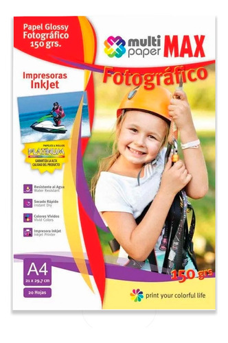 Papel Fotografico Multipaper Brillo A4 150 Grs Glossy X20