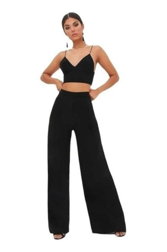 Pantalón Palazzo Negro Para Mujer- Kami