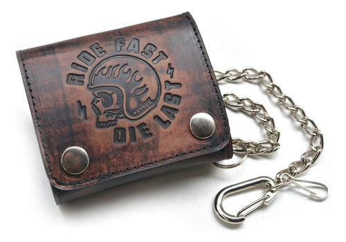 Billetera De Cuero - Biker Wallet - Ride Fast  + Cadena