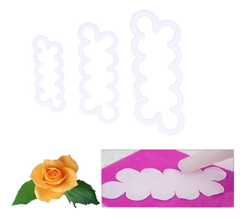 Cortadores De Pétalos De Flor De Rosa 3 Piezas De Fondant