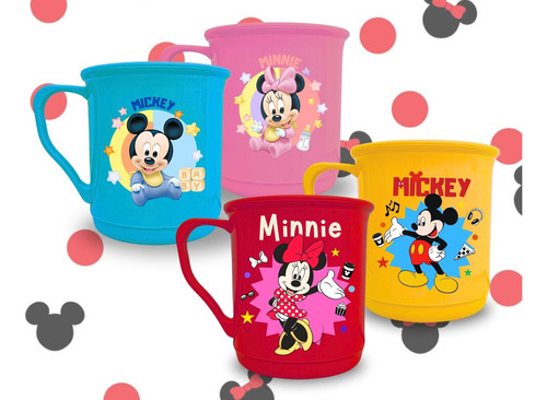 2 Canecas De Plástico Infantil Temática Mickey & Minnie Cor Kids