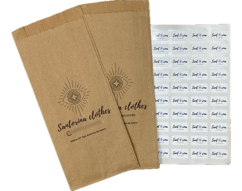 Bolsas Papel Madera Personalizadas Pack X 100 Unid +stickers