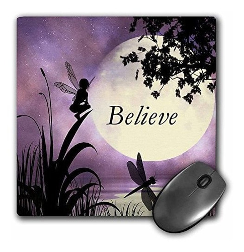 Mouse Pad  Creer  Hada Con Libélulas Y Luna, 8 X 8 