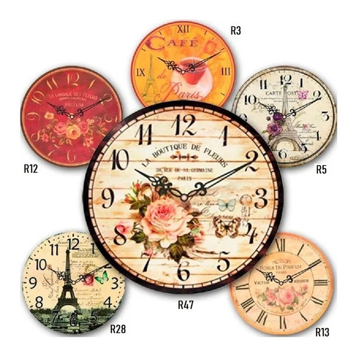 Imagen 1 de 2 de Reloj De Pared Vintage - 6 Modelos Disponibles - 30cm