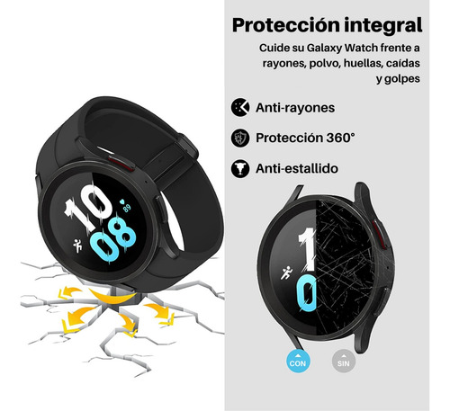 Imagen 3 de 7 de Funda Con Templado 360 Para Samsung Galaxy Watch 4 5 Pro