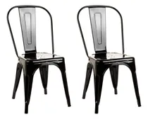 Comprar Juego de 2 sillas Tolix de acero reforzado con estructura industrial para sillas de comedor, asiento negro