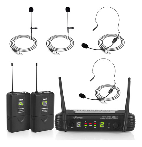 Pyle Sistema De Microfono Inalambrico De 2 Canales, Juego De