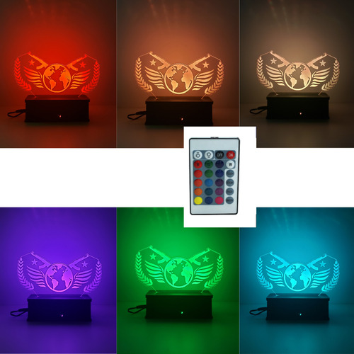 Counter Strike, Game, Csgo, Luminária Led, 16 Cores+controle Cúpula 16 Cores Estrutura Preto