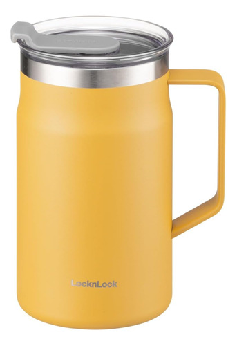 Taza Doble Pared Lock & Lock Amarillo, Con Tapa, 225 Ml
